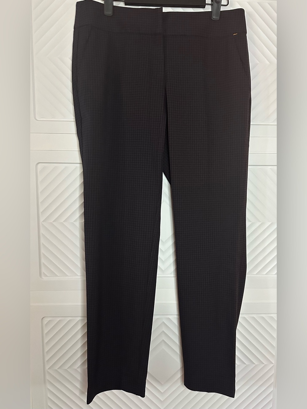 Ann Taylor Black Textured Straight-Leg Trousers